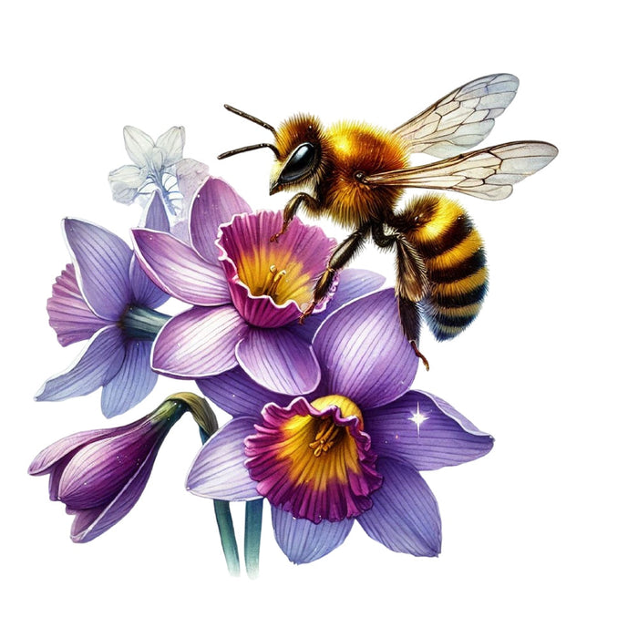 Watercolor Spring Bees Fabric Panel 10