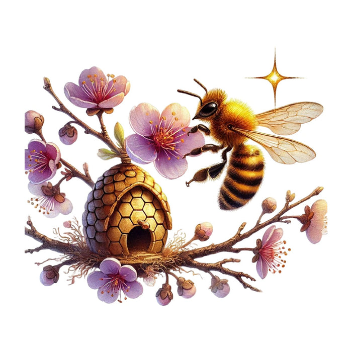 Watercolor Spring Bees Fabric Panel 27