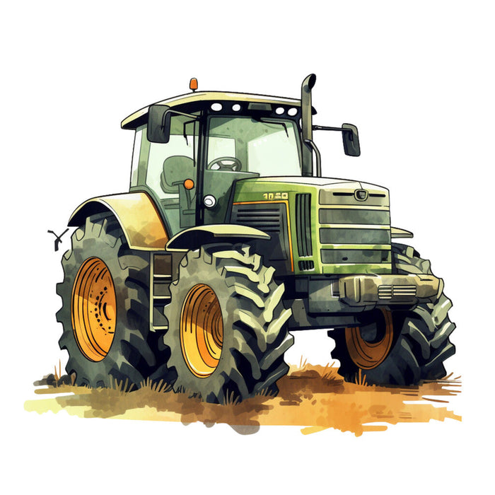 Watercolor Tractor Fabric Panel