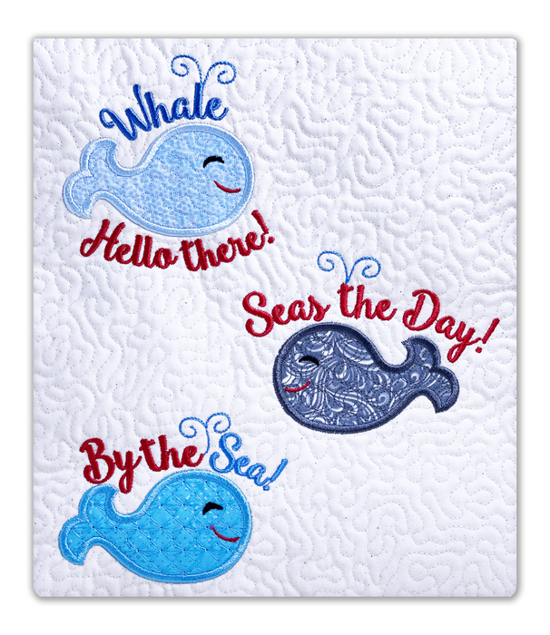 Whale Hello There Applique In the Hoop Embroidery Design Collection