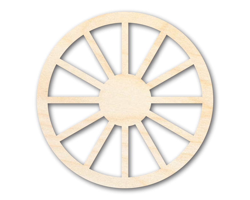 Unfinished Wood Wagon Wheel Shape | Rustic Farmhouse | DIY Craft Cutout | Up to 24"
