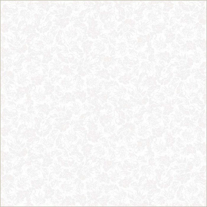 White on White Verona Allegra Blooms Cotton 44”/45” Fabric Per Yard