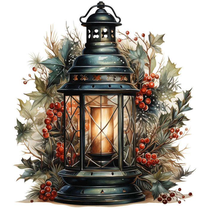 Winter Lantern 3 Fabric Panel
