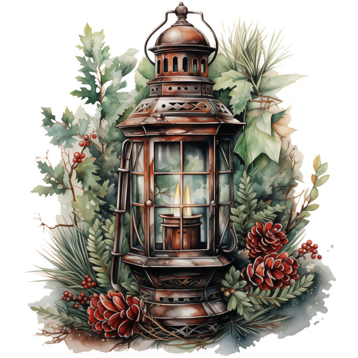Winter Lantern 5 Fabric Panel