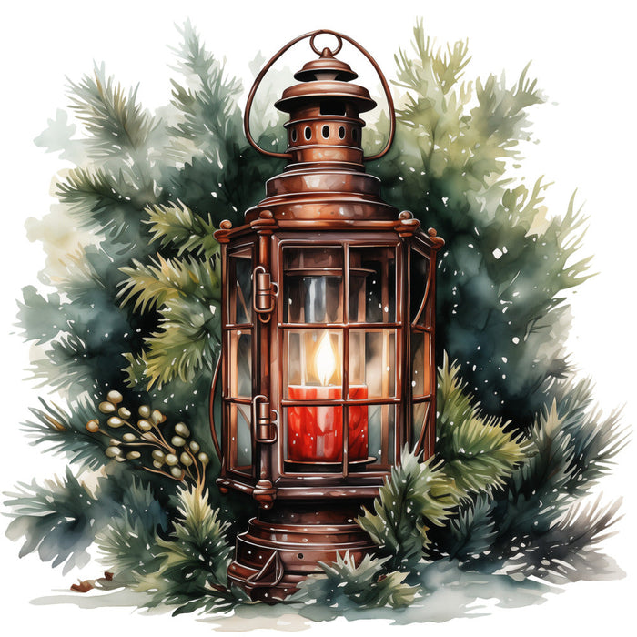 Winter Lantern 7 Fabric Panel