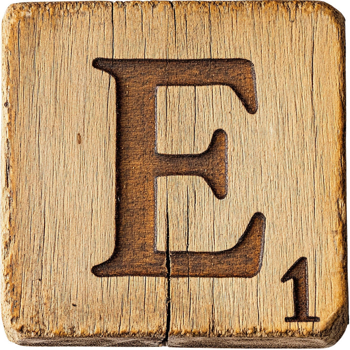 Wood Letter E Blocks Fabric Panel