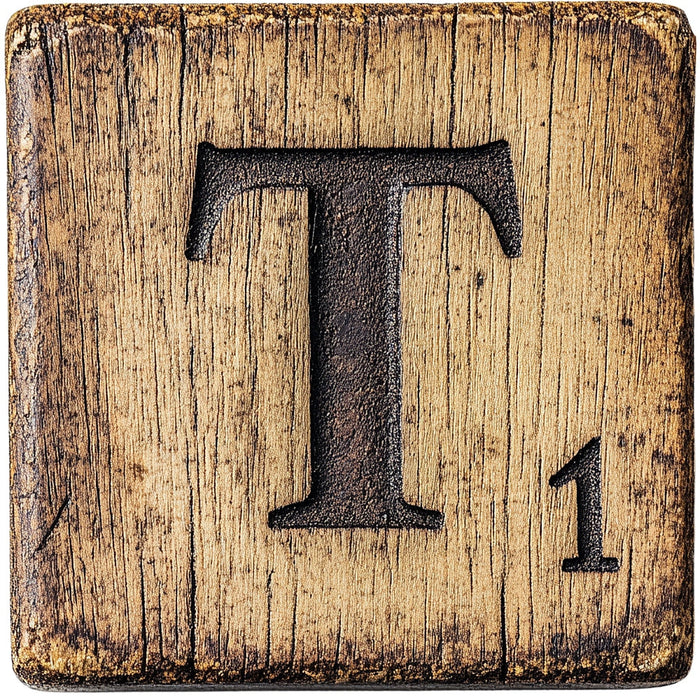 Wood Letter T Blocks Fabric Panel