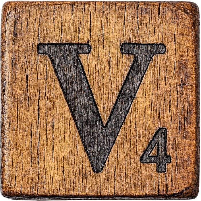 Wood Letter V Blocks Fabric Panel