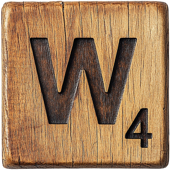 Wood Letter W Blocks Fabric Panel