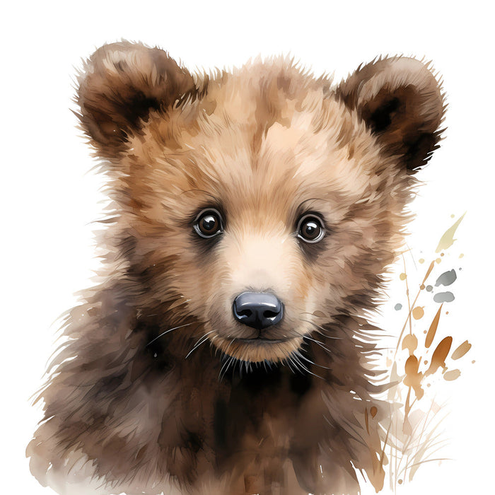 Woodland Baby Bear 5 Fabric Panel