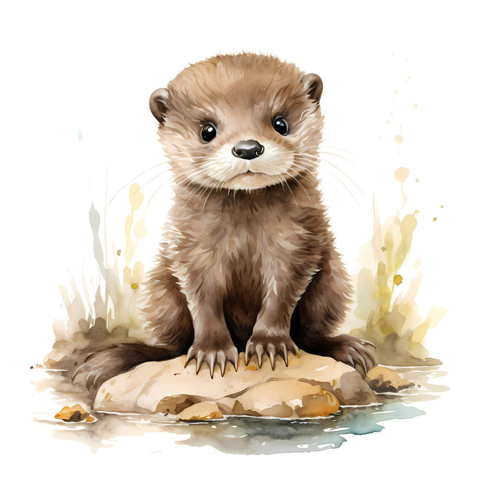 Woodland Baby Otter 3 Fabric Panel