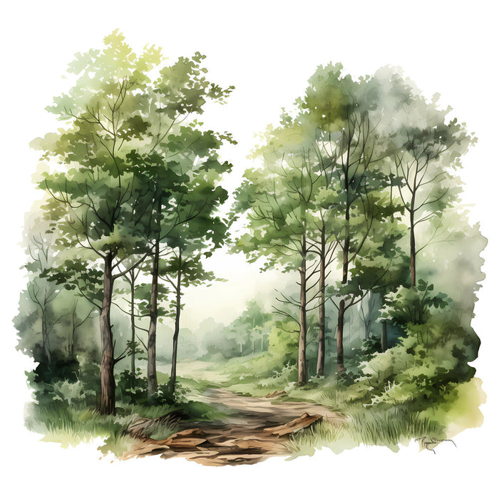 Woodland Forest Scene 1 Fabric Panel