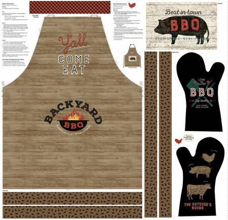 CW Brown Backyard BBQ Digital 45" Canvas Apron & Mitts
