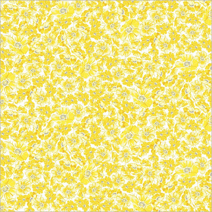 Yellow Verona Allegra Blooms Cotton 44”/45” Fabric Per Yard