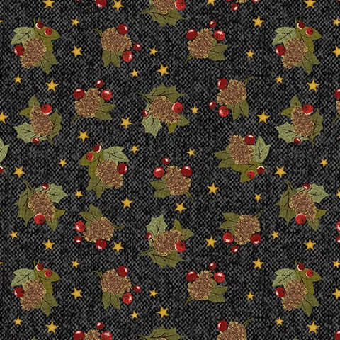 A Very Wooly Winter - Pine Berries - Black