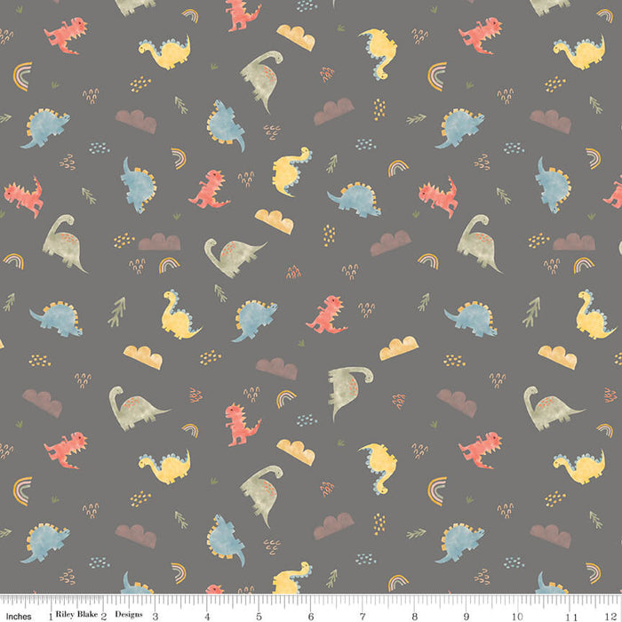 Flannel Dinos - Main - Gray