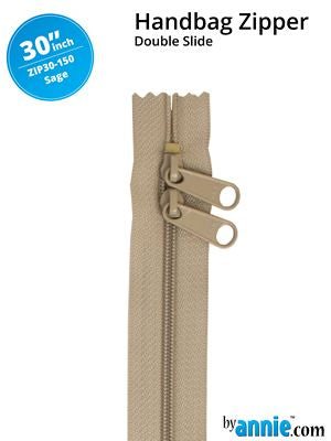 Handbag Zippers 30 in Double Slide Sage