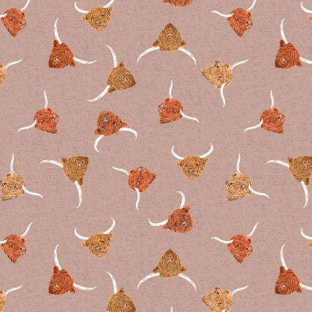 LI Highlands cows on light brown A876