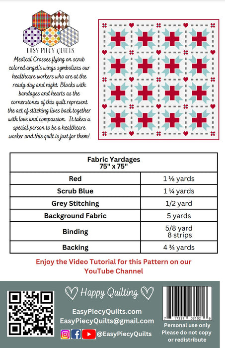 Angels Wear Scrubs Quilt Pattern - Paper Print Version