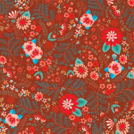 RK Faraway Floral Packed Small Florals Burgundy