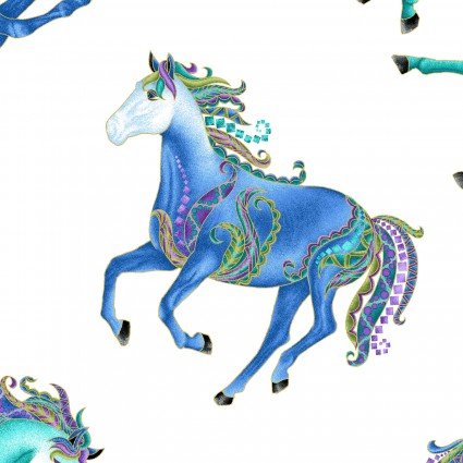 BE Horsen Around 6854M 09 Regning Horses White/Multi