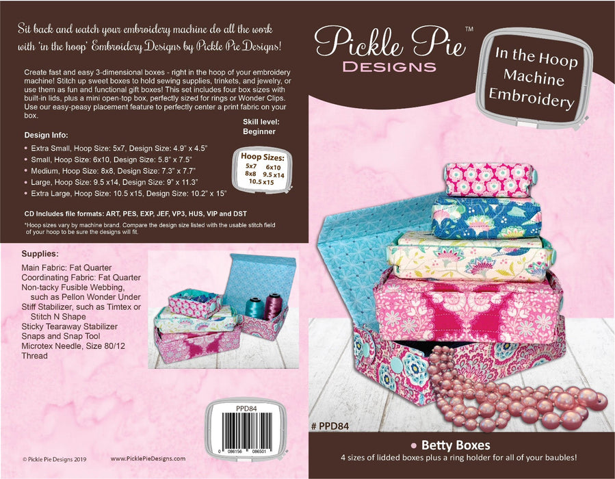 Betty Boxes In the Hoop Embroidery Design Collection