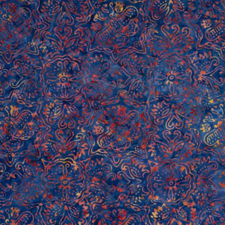 RB Batiks Expressions Tjaps Blue Orange Multi