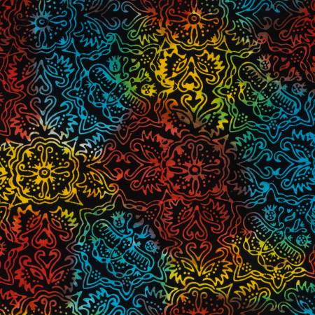 RB Batiks Expressions Tjaps Black Rainbow Multi