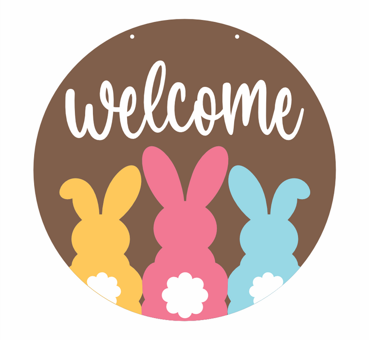 Unfinished Wood Welcome Bunnies Door Sign Kit | Wood Craft Cutouts | 1/4" Thick |