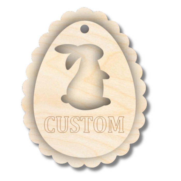 Unfinished Wood Layered Custom Name Easter Egg Gift Tags | 6 Options | 2 Piece | 4"-6" Tall | 1/8" Wood | Wood Craft DIY