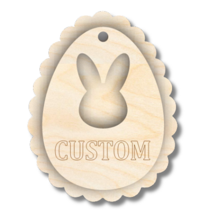 Unfinished Wood Layered Custom Name Easter Egg Gift Tags | 6 Options | 2 Piece | 4"-6" Tall | 1/8" Wood | Wood Craft DIY