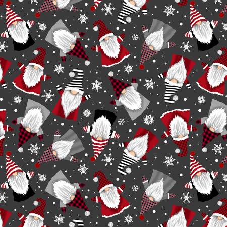 TT Charcoal Tossed Winter Gnomes & Snowflakes
