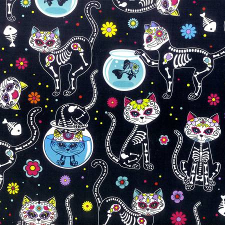 TT Cat C4159 Black Day of the Dead Kitty