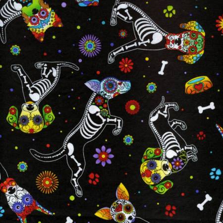 TT Dog C4640 Black Day of the Dead Dogs