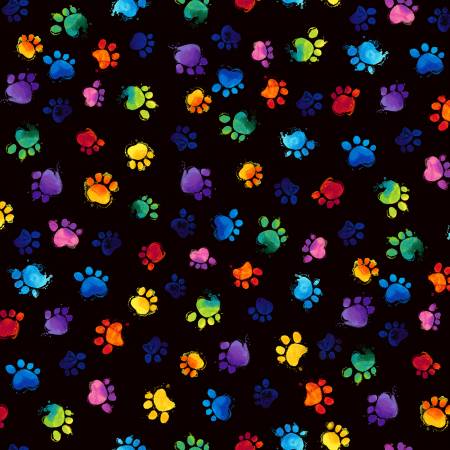 TT Cat C7487 Black Multi-Colored Paws