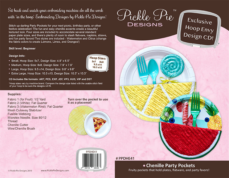 Chenille Party Pockets In the Hoop Embroidery Design Collection