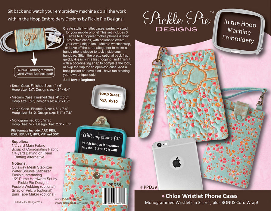 Chloe Phone Cases In the Hoop Embroidery Design Collection