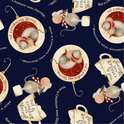 CW Gingerbread Christmas Mice Navy Blue