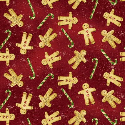 CW Gingerbread Christmas Tossed Cookies Dark Red