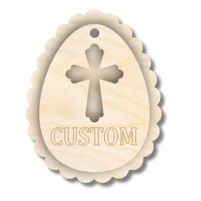 Unfinished Wood Layered Custom Name Easter Egg Gift Tags | 6 Options | 2 Piece | 4"-6" Tall | 1/8" Wood | Wood Craft DIY