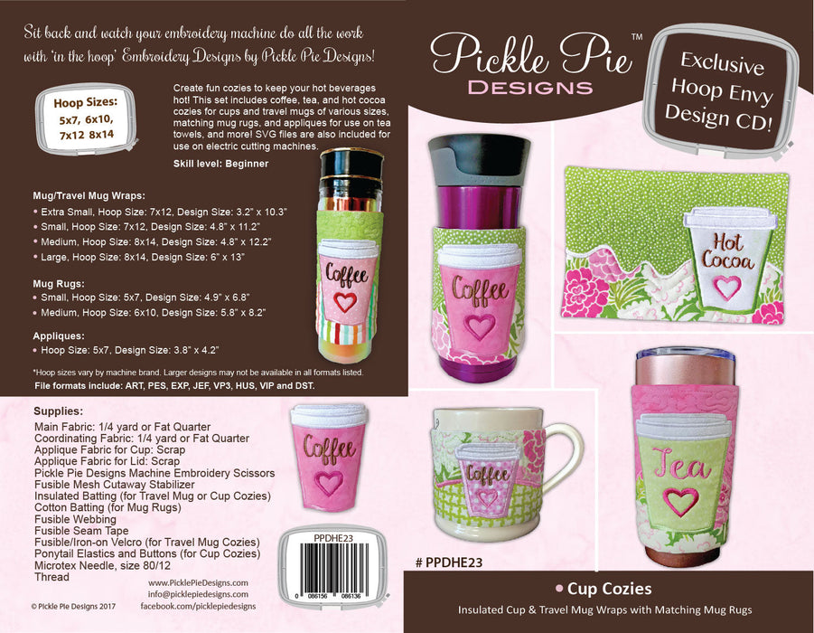 Cup Cozies In the Hoop Embroidery Design Collection