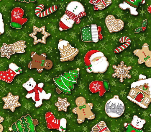 OA Noel Allover Cookies Green