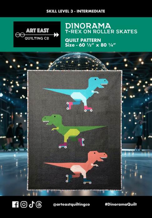 Dinorama - T-Rex on Roller Skates Quilt Pattern