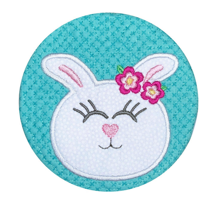 Easter Bunny Coasters In the Hoop Embroidery Design Collection