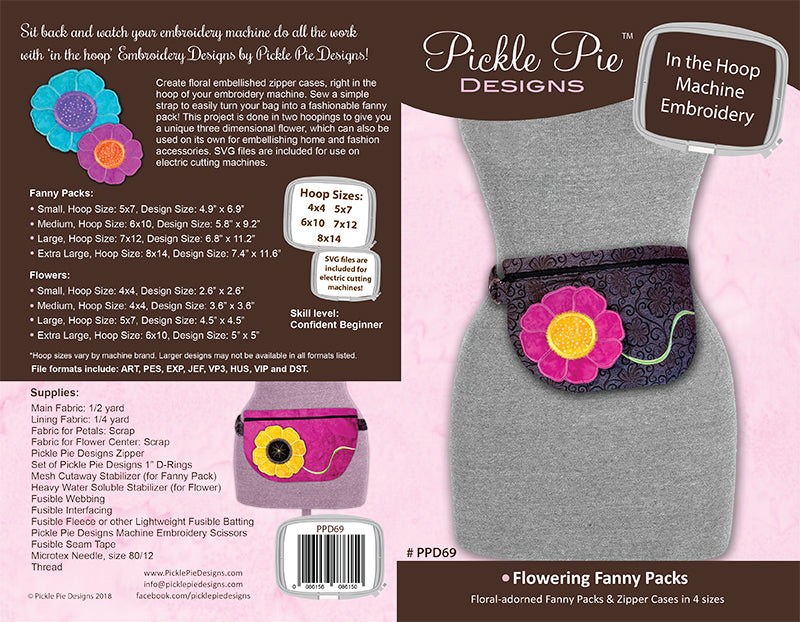 Flowering Fanny Packs In the Hoop Embroidery Design Collection