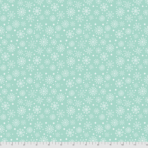 FS Snowy Day Flannel Snowflakes Aqua