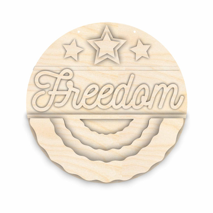 Unfinished Wood Freedom Door Sign Kit | Wood Craft Cutouts | 1/4" Thick |