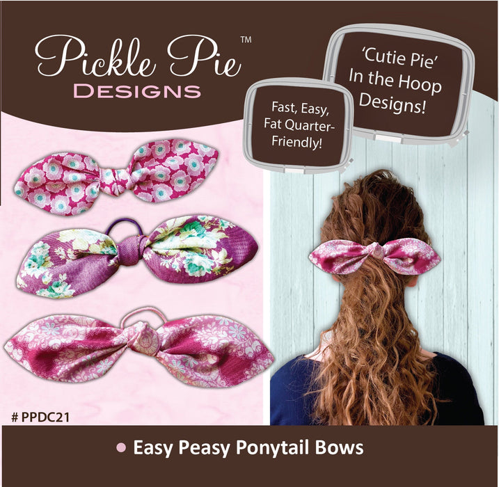 Easy Peasy Ponytail Bows In the Hoop Embroidery Design Collection