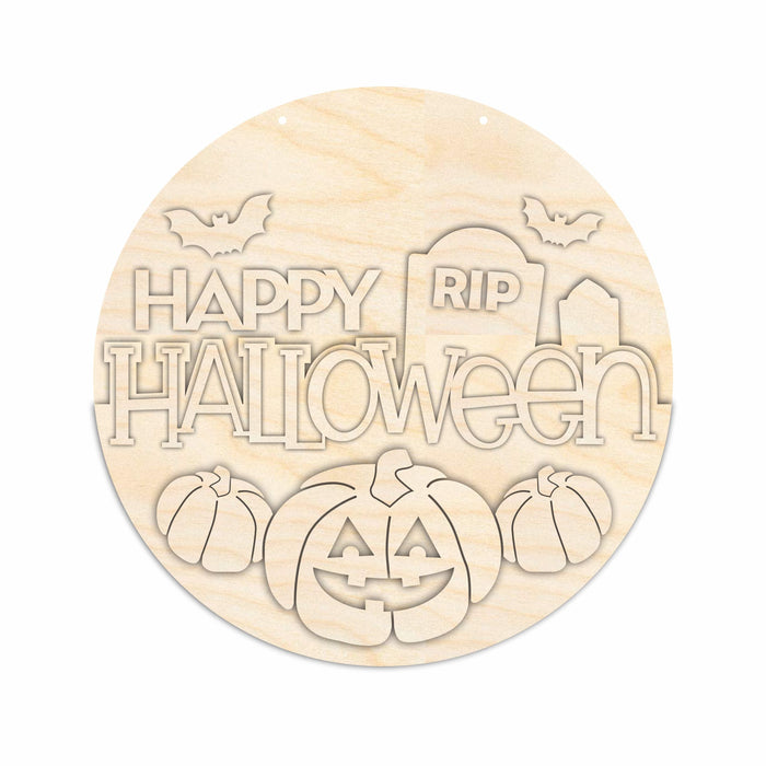 Unfinished Wood Graveyard Halloween Door Sign Kit | Wood Craft Cutouts | 1/4" Thick |
