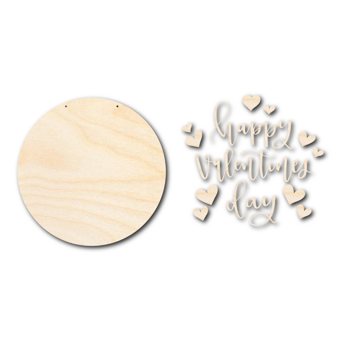 Unfinished Wood Happy Valentine's Day Door Sign Kit | Wood Craft Cutouts | 1/4" Thick |